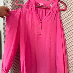 Lilly Pulitzer Hot Pink Button-Up Blouse